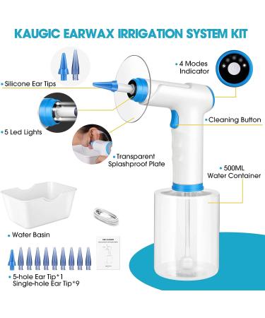 Electric Ear Wax Removal Kit | Water Powered Ear Cleaner with 4 Modes | Safe & Effective Ear Cleaning Tool | Includes 10 Ear Tips - White - Buy Online on GoSupps.com