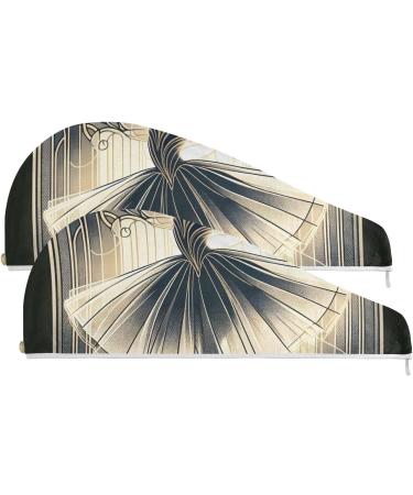 Art Nouveau Ballerina Hair Towels - Super Absorbent 2 Pack Quick Dry Turbans for Women & Girls - Buy Online on GoSupps.com