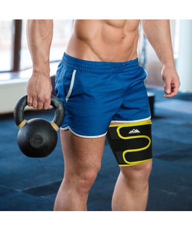 Supregear Adjustable Thigh Compression Sleeve | Neoprene Quad Wrap for Pulled Groin & Hamstring Support - Yellow - Buy Online on GoSupps.com