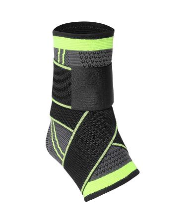 KCSHRAN Ankle Braces Elastic Compression Ligament Ankle Support Socks with Adjustable Strap for Improved Sprained Ankle Arthritis Strain Fatigue Achilles Tendonitis (M Green) M Green