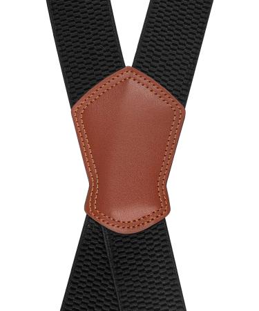 Peoyoye 4cm Wide Braces for Men & Women - Adjustable Elastic X Shape Motorcycle Pants with 4 Metal Clips - Durable Black & Orange Leather - Buy Online on GoSupps.com