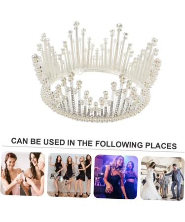 Fashion Headwear Baroque Pearls Headpiece for Women Princess Crowns Rose Gold Headband Wedding Pearl Headband for Wigs Wedding Crown Prom Crown Hair Accessories Bride Wedding Dress 15*15*8.5cm Silver - Buy Online on GoSupps.com