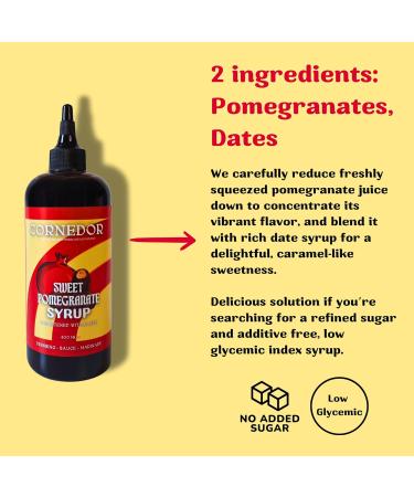 CORNEDOR Pomegranate & Date Syrup 400ml - Sweetened with Dates | No Added Sugar | Dressing Sauce Marinade - Buy Online on GoSupps.com
