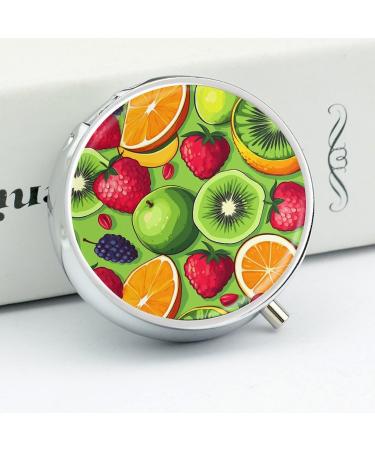 Portable Fruit Printed Pill Box - 3 Compartment Travel Case | Small Medicine Organizer for Purse & Pocket - Buy Online on GoSupps.com
