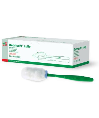 Lohmann & Rauscher-50452 Debrisoft Debridement Lolly, Wound Bed Preparation Tool with Handle for Hard to Reach Wounds, 100% Unbleached Monofilament Polyester, Box of 5 Box of 5 Lollies