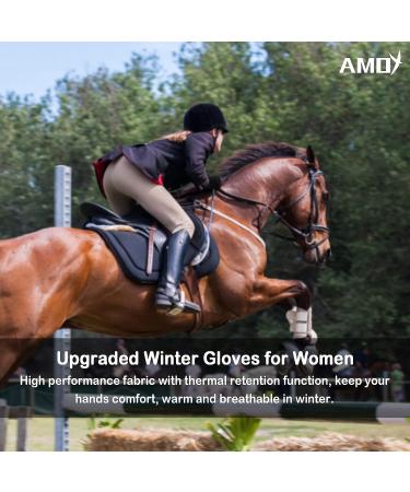 Amoy Stretch Horse Riding Gloves for Women - Breathable Black Mittens, Size Medium - Buy Online on GoSupps.com