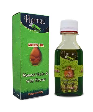 Herbals Harraz Green Grass Oil Natural Herbs And Wild Flowers For Hair Care Egyptian Arab Arabic Arabian Herbal Herb No Additives Non Gmo Kosher Halal ( 1 Pack 3.38 oz / 100 ml ) All Types Hair