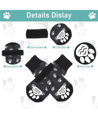 cobee Dog Socks 4 Pcs Non-Slip Pet Paw Protector with Adjustable Straps for Indoor Outdoor Wear Winter Puppy Socks with Grips Traction Control for Small/Medium Dog Cold Weather Socks(M Size Black) - Buy Online on GoSupps.com
