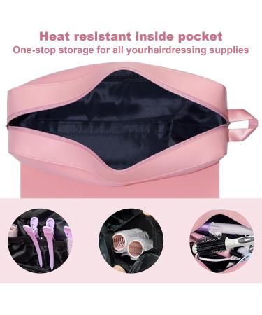 Travel Hair Tools Bag with Silicone Heat Mat Portable 2 in 1 Organizer for Flat Irons Curling Irons & Hair Dryers Essential Travel Accessories for Women (Pink - Buy Online on GoSupps.com