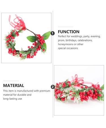 Frcolor Christmas Flower Crown with Berries | Bridal & Bridesmaid Headband Wreath | Wedding Hair Accessories for International Shipping - Buy Online on GoSupps.com