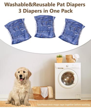 Premium Washable Belly Bands for Male Dogs - 3 Pack | Dog Diapers & Belly Bands (Medium Blue Jeans) - Buy Online on GoSupps.com