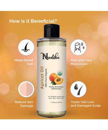 Organic Apricot Kernel Oil 220 ML | USDA Organic Cold Pressed Carrier Oil for Skin Hair & Face | Pure Essentials - Buy Online on GoSupps.com