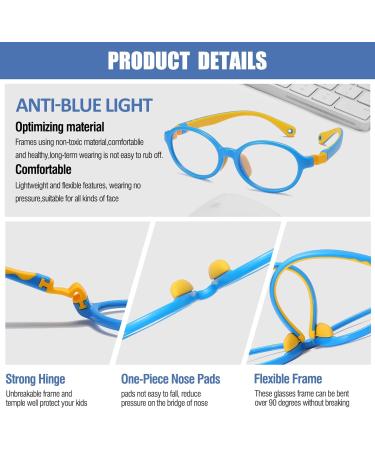 Duco Blue Light Blocking Glasses for Kids | Anti-Glare Gaming Glasses for Boys & Girls Ages 5-10 | K026 Blue Yellow - Buy Online on GoSupps.com