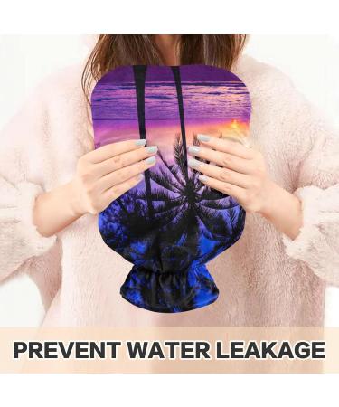NAANLE 2L Hot Water Bottle with Palm Sunset Cover Relief for Menstrual Cramps & Heat Therapy | Large Transparent Hot Water Bag for Hand & Feet - Buy Online on GoSupps.com