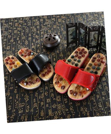 FRCOLOR 1 Pair Massage Slippers Foot Massager Shoe Men Slide Sandals Mens House Slippers Men s Sandals Man Sandals House Shoes for Men Shoes Sandals Mat Wooden Agate Leisure Shoes 42 EU Black - Buy Online on GoSupps.com