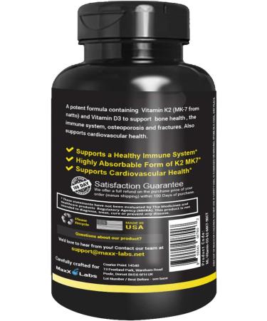 MaxX Labs Vitamin D3 K2 Capsules | 3000 IU + 115 mcg MK-7 | Bone Health Support | Gluten-Free | 90-Day Supply - Buy Online on GoSupps.com