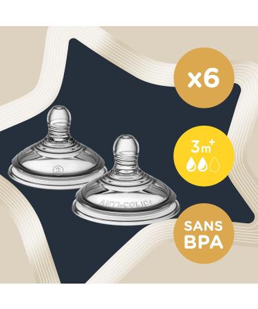 Tommee Tippee Advanced Anti-Colic Baby Bottle Nipples Medium Flow | Breast-Like Soft Silicone (3m+ 6 Count) Medium Flow 6 - Buy Online on GoSupps.com