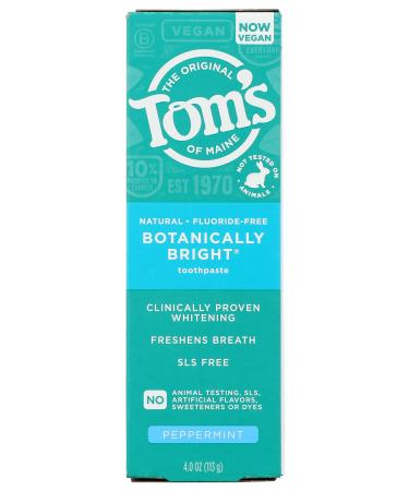 Toms of Maine Botanically Bright Peppermint FF Toothpaste 4 OZ