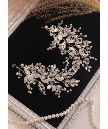 Kercisbeauty Crystal and Pearl Headband for Women Wedding Bridal Headpiece Jewelry Art Deco Handmade Heavy Hair Accessories Collection - Buy Online on GoSupps.com