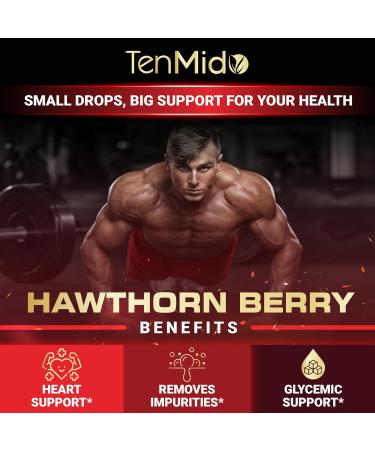 Tenmido Hawthorn Berry Extract Liquid Drops - 7in1 with Hibiscus Beet Root Quercetin Garlic Olive Leaf and Turmeric - Vegan Non-GMO - 30 ml 1 Fl Oz - Buy Online on GoSupps.com