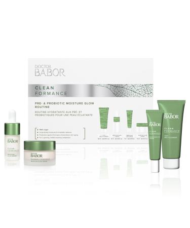 DOCTOR BABOR Cleanformance Pre & Probiotic Moisture Glow Routine Set Moisture Glow Cream & Serum Moisturizing Face Cream with Hyaluronic Acid & Vitamin E Radiant Results Skincare Set Gift Set