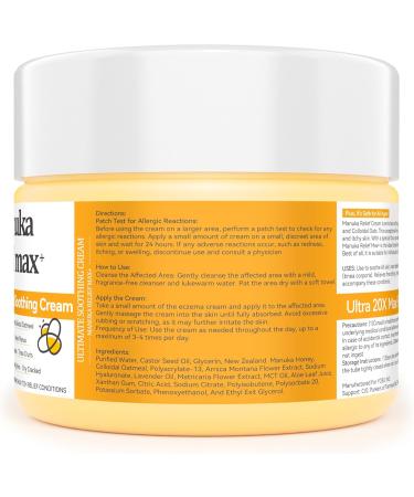 Max Strength Treat Natural Organic Manuka Honey Cream Ointment Soothing Relief for Dry Heat Rash Hidradenitis Itchy Eczema Psoriasis Leg Belly Armpit Foot Hand Irritable Skin For All Ages 4 Fl Oz (Pack of 1) - Buy Online on GoSupps.com