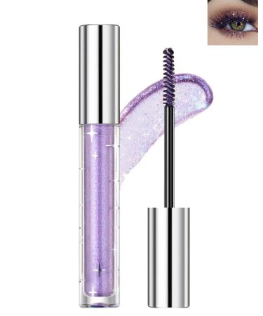 Glitter Mascara for Eyelashes Sparkling Colored Mascara Waterproof Long Lasting Diamond Mascara Smudge-Proof No Clumping Colorful Eyes Makeup for Women Wedding Stage Music Festival (03#Purple)