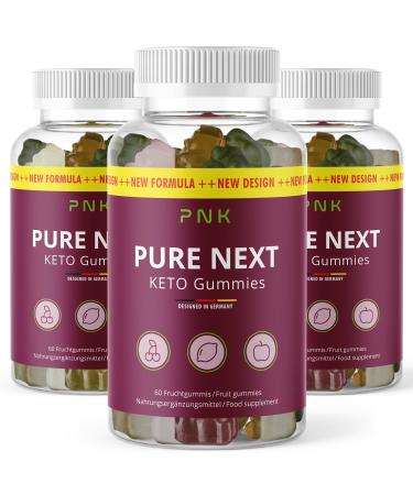 Pure Keto Gummies - with valuable ingredients such as L-Arginine - suitable for women & men - 60 Gummies per can 3x