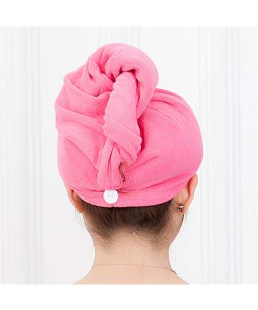 ZZDH Fast Drying Microfiber Hair Towel | Superabsorbing Hair Cap Wrap with Button | Red 26x68cm | Perfect for Spa & Bath - Buy Online on GoSupps.com
