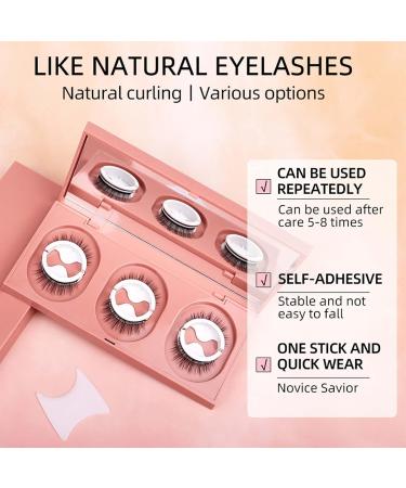 False eyelashes Reusable Self Adhesive Eyelashes No Glue Needed 3 Pairs Comfortable Eye Lashes for Daily Use at Work Beauty Contest Parties & Salons | Easy to Stick on Upper Lash Line (W09) W09-3 Pairs - Buy Online on GoSupps.com