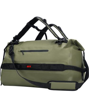 MIER Large Waterproof Duffel Bag Rolltop Dry Backpack Duffle Bags for Kayaking Rafting Boating Swimming Camping Travel Gym Beach 60L/80L Dark Green 60L