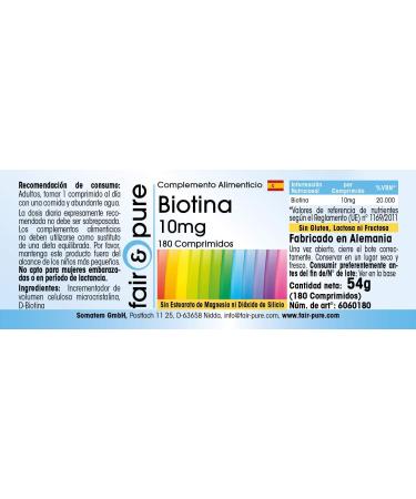 Fair & Pure - Biotin 10mg - Highly dosed - with 10000 mcg of Biotin per daily dose - Vegan - 180 tablets - Buy Online on GoSupps.com