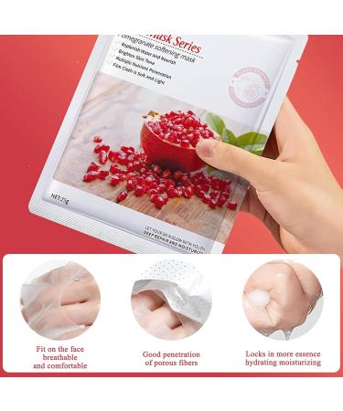 INBOLM Moisture Pomegranate Mask Face Masks Skincare Fruit Extract Mask Moisturizing Facial Mask Skin Repair Mask Super Hydrating Replumping Face Mask for Dehydrated Skin Face Masks Beauty - Buy Online on GoSupps.com