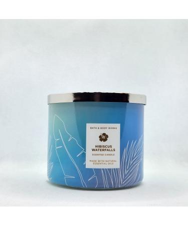 Bath & Body Works White Barn 3-Wick Candle w/Essential Oils - 14.5 oz - 2022 Spring Scents! (Hibiscus Waterfalls)