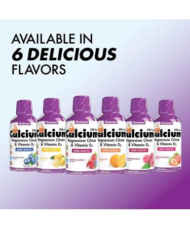 Bluebonnet Nutrition Liquid Calcium Citrate Calcium Citrate Magnesium Citrate Vitamin D3 Gluten Free Soy Free Milk Free Kosher 32 Servings Strawberry Flavor 16 Fl Oz (Pack of 3) - Buy Online on GoSupps.com