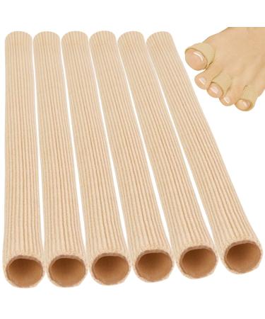 ViveSole Toe Sleeve Protector Tubes - Cushion Fabric with Gel Lining (6 Pack) Finger Toe Separator Tubing for Bunion Hammer Toe Callus Corn Blister Small (Pack of 6)