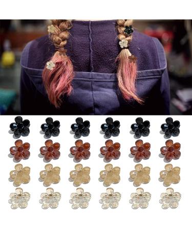 24pcs Flower Hair Clips & Mini Claw Clips Set for Women, Girls & Babies - Cute Hair Accessories in 4 Colors - Buy Online on GoSupps.com