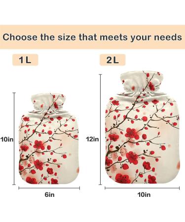 Naanle 2L Hot Water Bottle with Lid - Plum Blossom Transparent Design for Menstrual Cramps Relief Hand & Foot Heat Therapy - Buy Online on GoSupps.com