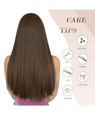 Feshfen Clip-In Extensions - 4PCs 50cm Synthetic Smooth Hair in Chestnut Brown | Long Hair Extensions for Women - Buy Online on GoSupps.com