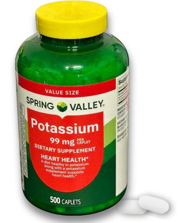 Potassium 99mg Caplets- Supports Muscle Function & Energy 500 Count (Pack of 1) Boxed by Fusion Shop Store - Buy Online on GoSupps.com