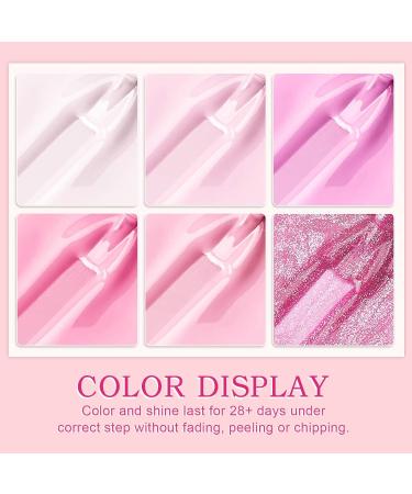 Yueshop 6x 8ml Gel Nail Polish Set - White, Nude, Pink & Glitter | Soak Off UV/LED Polish with Gel Nail Lamp | Manicure Beauty Gifts for Women - Buy Online on GoSupps.com