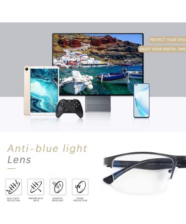 FONHCOO Half-Rim Reading Glasses for Men & Women - Senior Visual Aid with Blue Light Filter Gray 3.0x - Buy Online on GoSupps.com