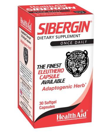 HealthAid Sibergin Siberian Eleuthero 30ct Once Daily Soft Gel Capsules Helps Combat Stress and Fatigue Promotes Stamina and Endurance