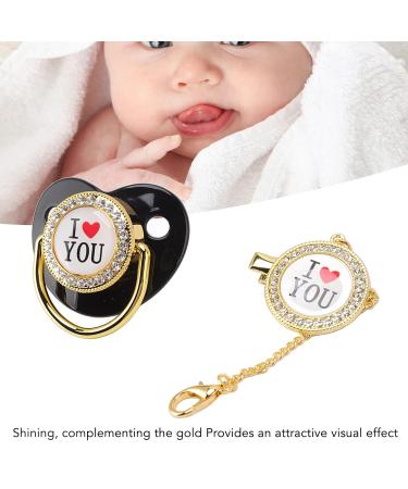 Buy Black Baby Pacifier with Bling Pattern & Chain Clip - Perfect for Newborns | Stylish & Safe Infant Pacifier - International Shipping Available! - Buy Online on GoSupps.com