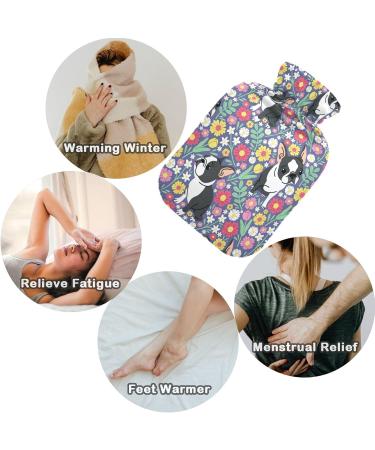 NAANLE 1L Floral Pattern Hot Water Bottle - Pug Design for Pain Relief & Warm Therapy | Transparent & Versatile Bed & Hand Warmer - Buy Online on GoSupps.com