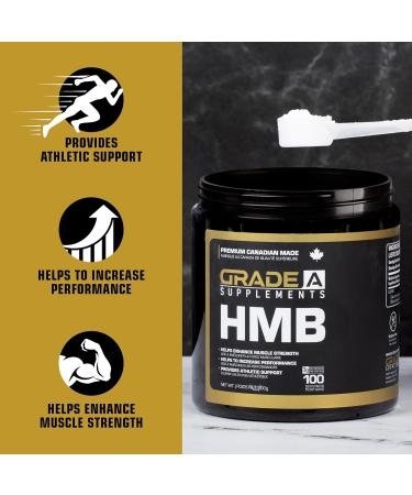Grade A Supplements HMB Powder - HMB 3000mg Supplement for Bodybuilding Weight Lifting & Athletes - Supports Muscle Growth Recovery Soreness Relief - Made in Canada 100 Servings Unflavored 100 Servings (Pack of 1) - Buy Online on GoSupps.com