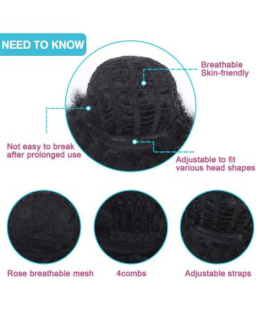RuiYok 8 Inch Natural Black Afro Wig for Black Women - Premium Synthetic Afro Puff Wig for Costume Cosplay Party - Buy Online on GoSupps.com