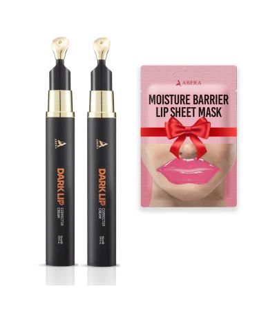 ABERA Dark Lips Corrector Cream Lip Balm For Lightening & Brightening Dark Lips For Men & Women Moisturizing Lip Plumper with Shea Butter Lip Scrub 0.51 Fl Oz (2 BOXES + GIFT)