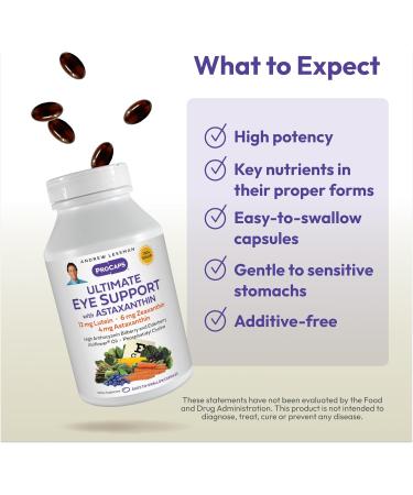 ANDREW LESSMAN Ultimate Eye Support with Astaxanthin 180 Softgels - 12mg Lutein 6mg Zeaxanthin 4mg Astaxanthin Bilberry. Key Nutrients to Support Eye Health Promote Healthy Vision. No Additives 180 Count (Pack of 1) Wit  - Buy Online on GoSupps.com
