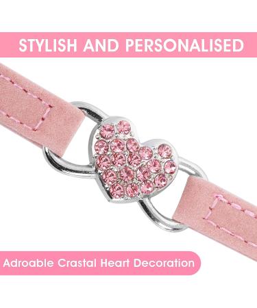 Shop Cobee Bling Heart Cat Neck Band with Bell - Adjustable Rhinestone Collar for Small Cats & Dogs - Pink - Buy Online on GoSupps.com